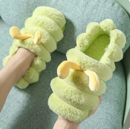 Kvinnors vinterväska och hemvärme tecknad par Anti-slip bomullstofflor