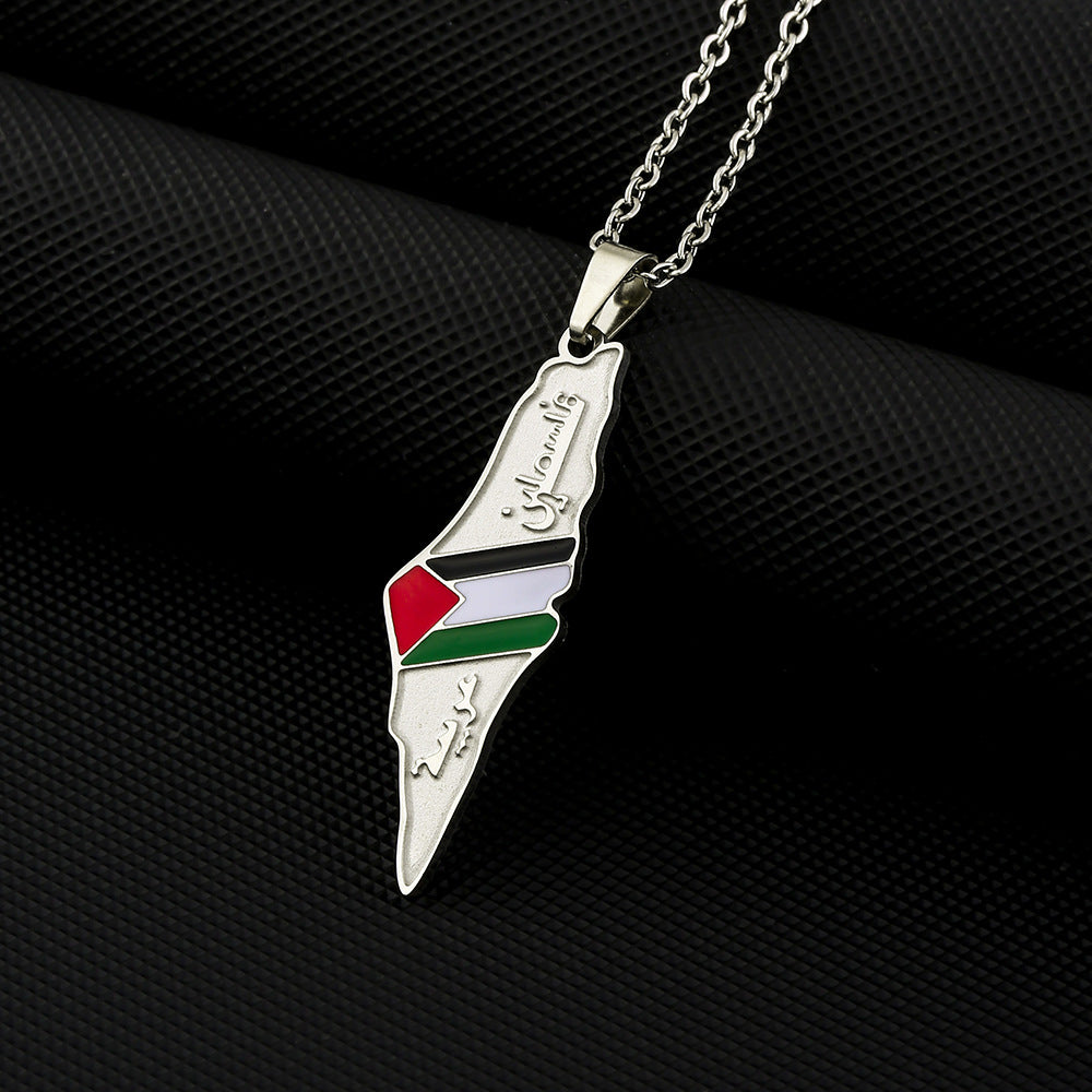 Rostfritt stål Palestine Map Halsband
