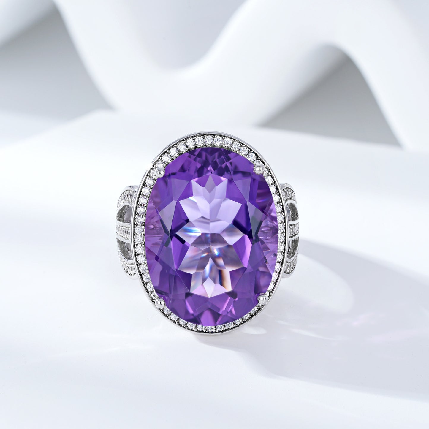 Natural Amethyst Ring – Luxury S925 Sterling Silver Gemstone