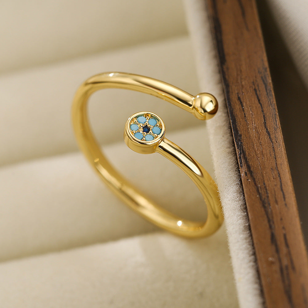 Simple Zircon Geometric Open Ring