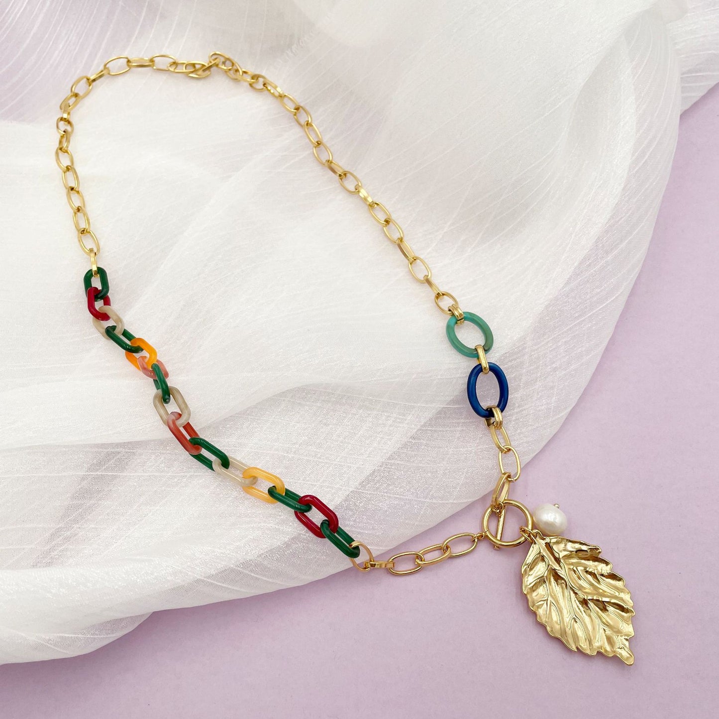 Colorful Dragonfly Beaded Titanium Necklace