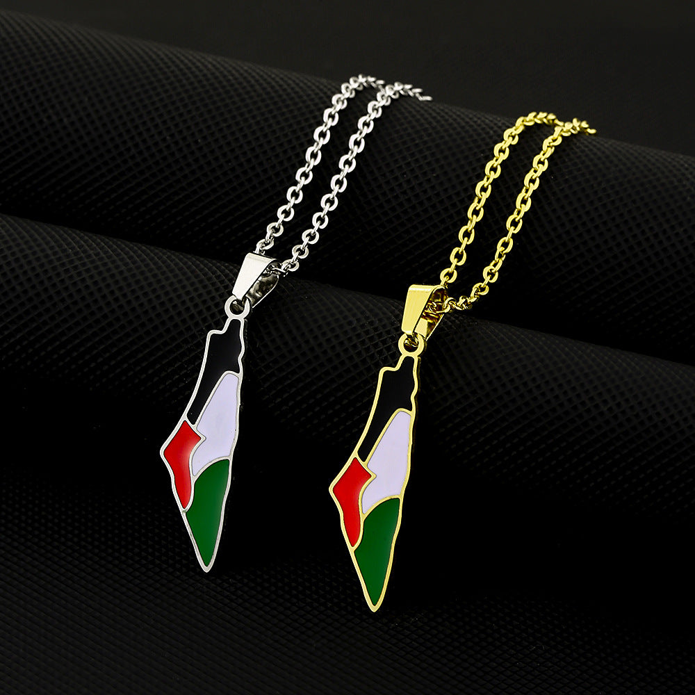 Palestine- Retro Titanium Steel Pendant Necklace