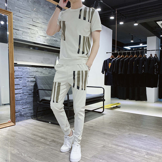 Slim Suit Men's Short-sleeved T-shirt Sports Trend Suit