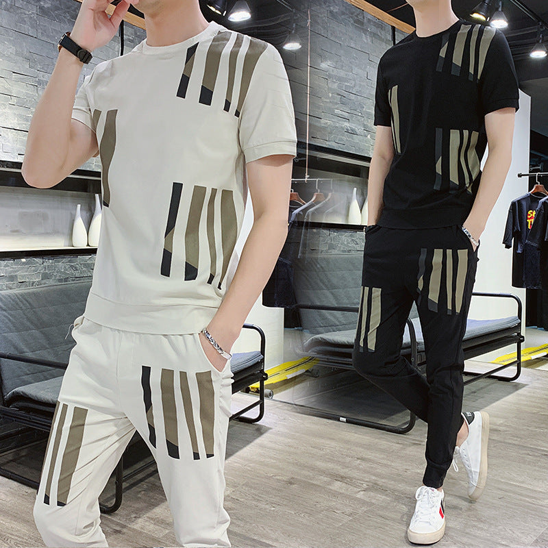 Slim Suit Men's Short-sleeved T-shirt Sports Trend Suit