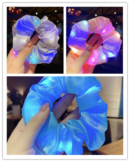 LED Luminous Scrunchies Hairband - Elastic Hair Bands  Hair Ties