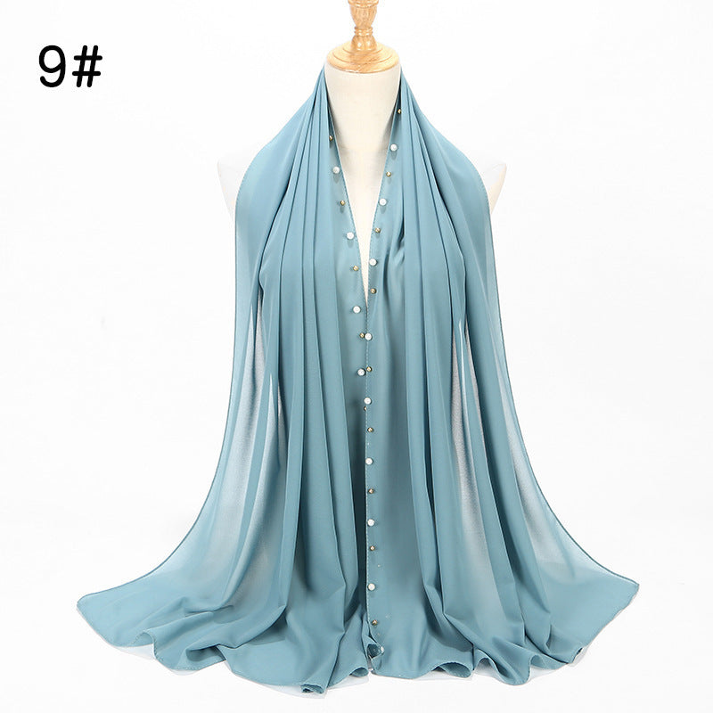 Chiffon nail pearl scarf hijab