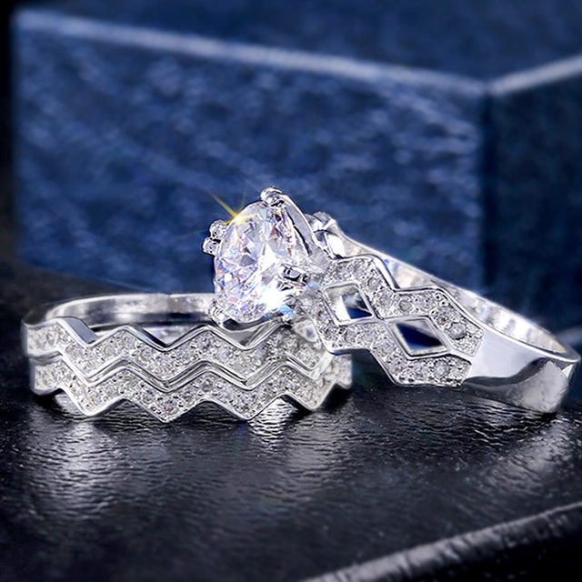 Fashion Wedding Ring Set For Women Dazzling Square