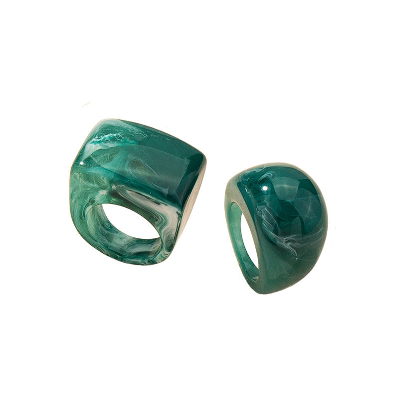 Exaggerated Fashion Acrylic Resin Ring Set Women