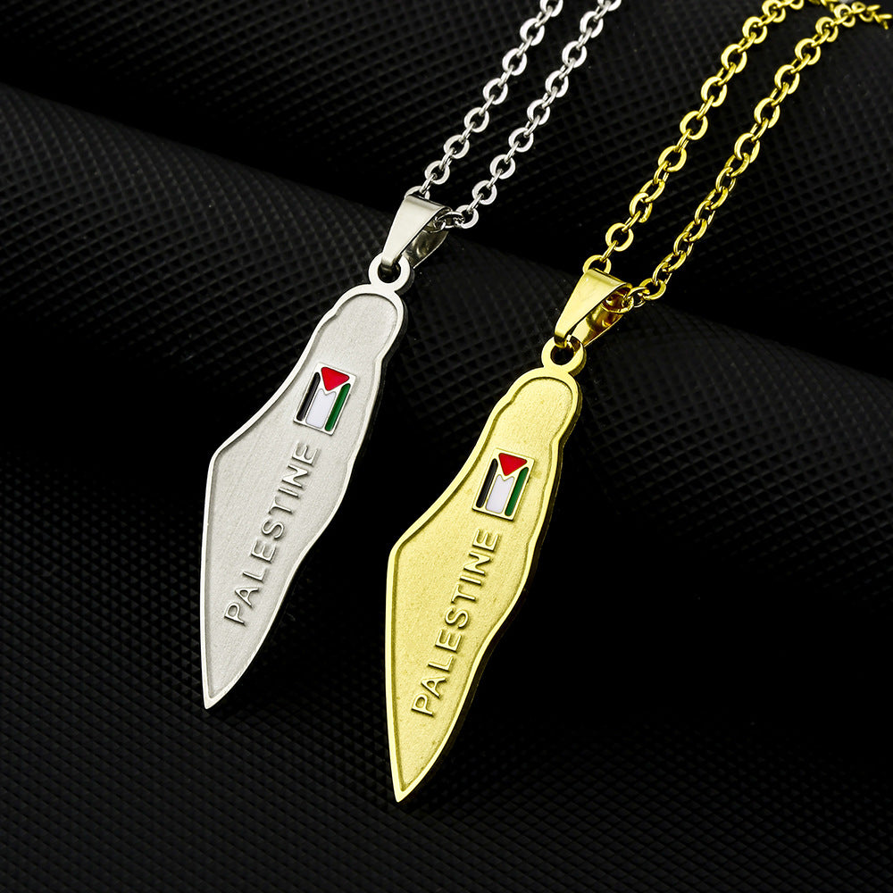 Stainless Steel  Palestine Map Necklace