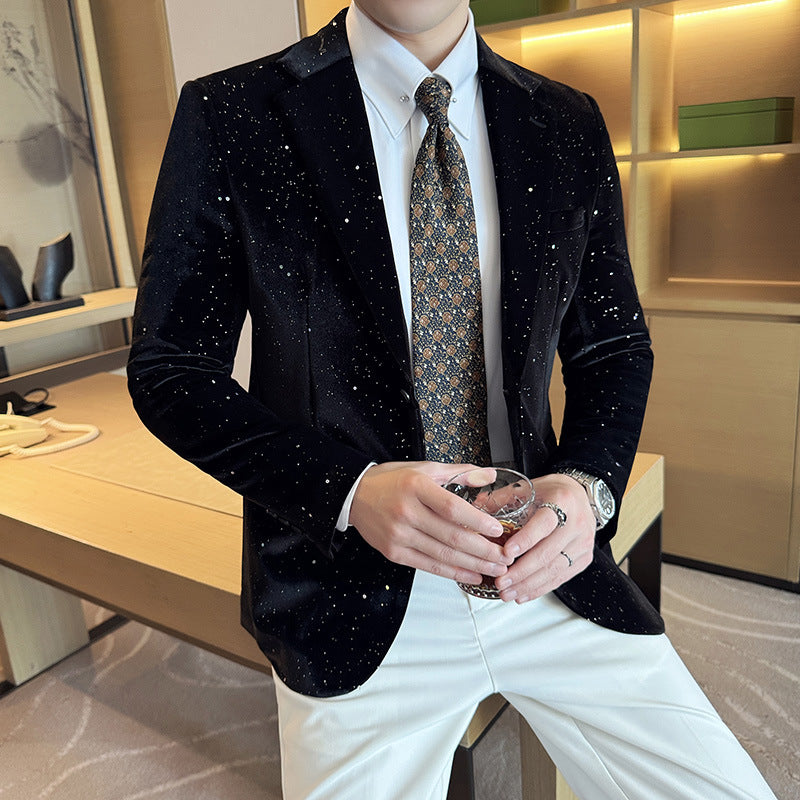 Men's Slim-fit Fashion Bronzing Stage Suit Jacket